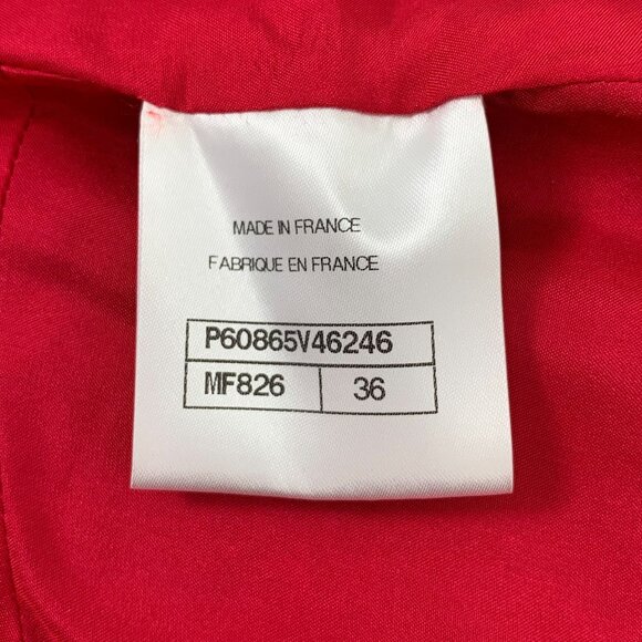 Chanel Red Tweed A-Line Skirt With Pearl Button Closure Size 36 Made In France C - Picture 6 of 7